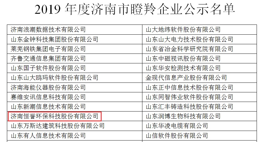 喜報丨恒譽環保榮獲“瞪羚企業”稱號